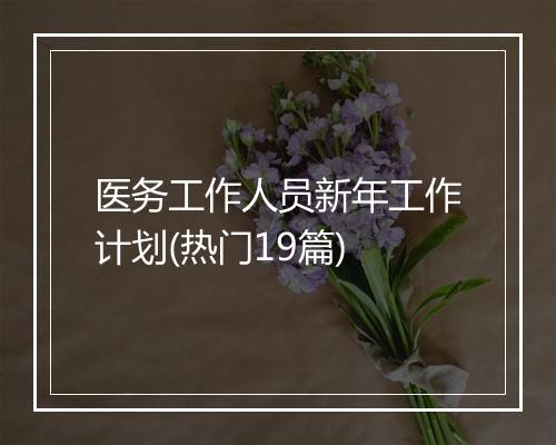 医务工作人员新年工作计划(热门19篇)