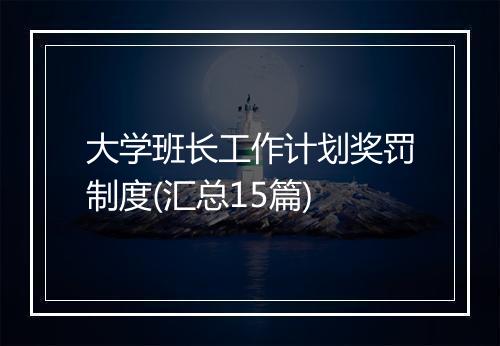 大学班长工作计划奖罚制度(汇总15篇)