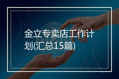 金立专卖店工作计划(汇总15篇)