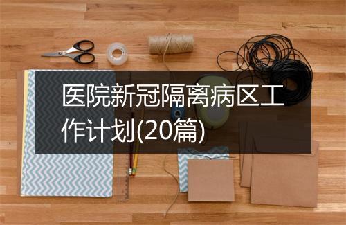 医院新冠隔离病区工作计划(20篇)