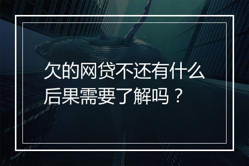 欠的网贷不还有什么后果需要了解吗？