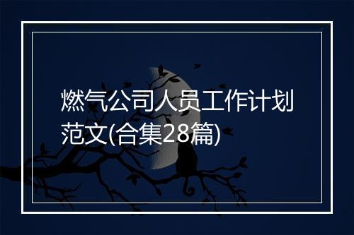 燃气公司人员工作计划范文(合集28篇)