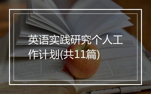 英语实践研究个人工作计划(共11篇)