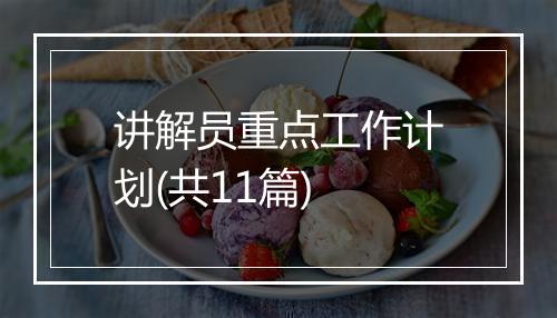 讲解员重点工作计划(共11篇)