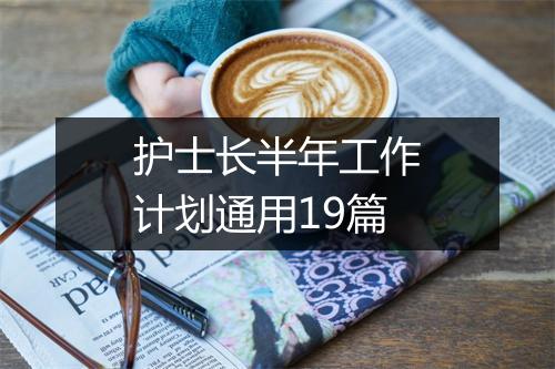 护士长半年工作计划通用19篇