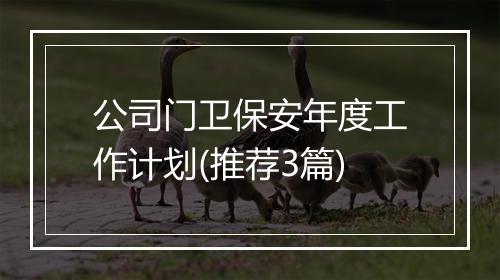 公司门卫保安年度工作计划(推荐3篇)
