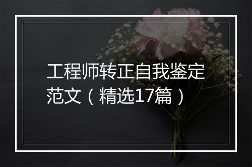 工程师转正自我鉴定范文（精选17篇）