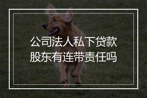 公司法人私下贷款股东有连带责任吗