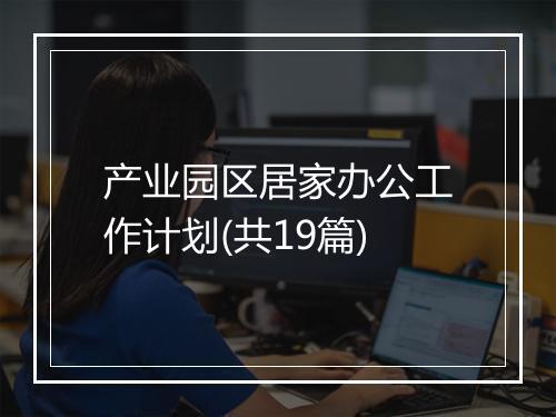 产业园区居家办公工作计划(共19篇)