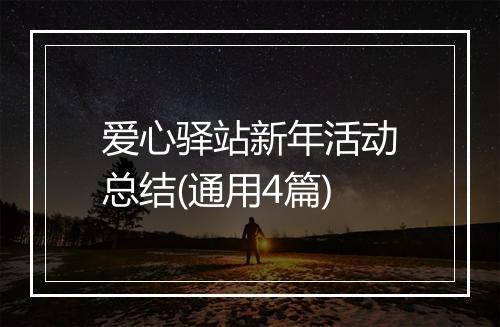 爱心驿站新年活动总结(通用4篇)