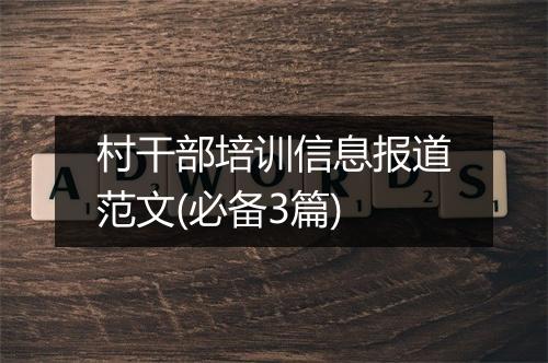 村干部培训信息报道范文(必备3篇)