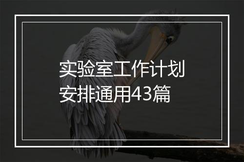 实验室工作计划安排通用43篇