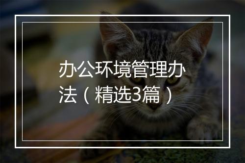 办公环境管理办法（精选3篇）