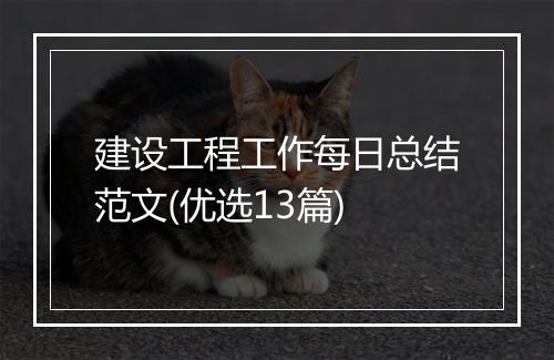 建设工程工作每日总结范文(优选13篇)