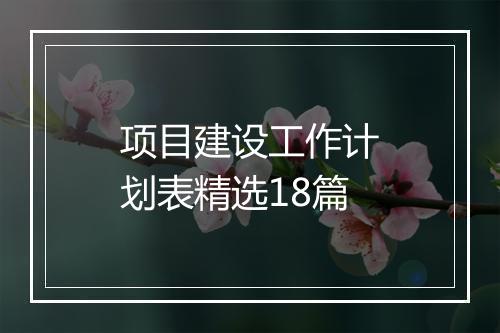项目建设工作计划表精选18篇