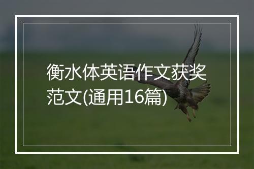 衡水体英语作文获奖范文(通用16篇)