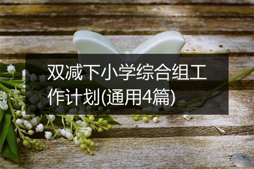 双减下小学综合组工作计划(通用4篇)