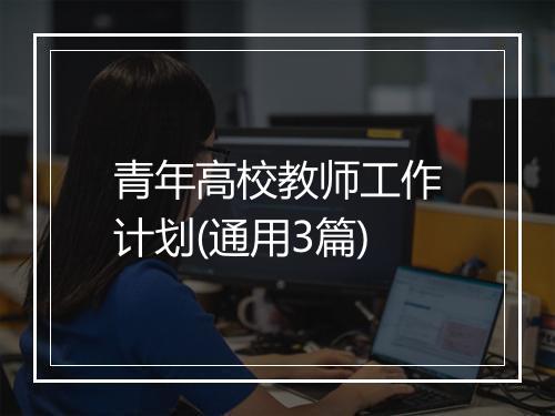 青年高校教师工作计划(通用3篇)