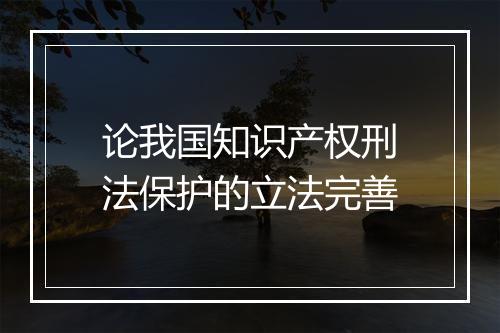 论我国知识产权刑法保护的立法完善