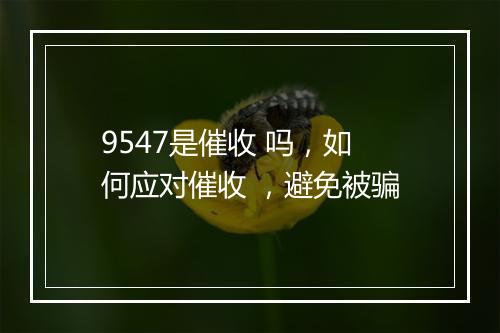 9547是催收 吗，如何应对催收 ，避免被骗