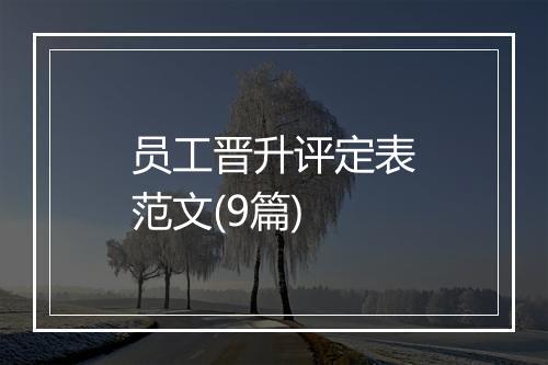 员工晋升评定表范文(9篇)