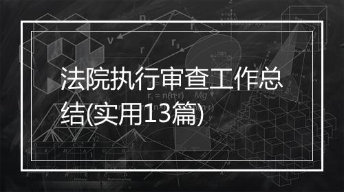 法院执行审查工作总结(实用13篇)