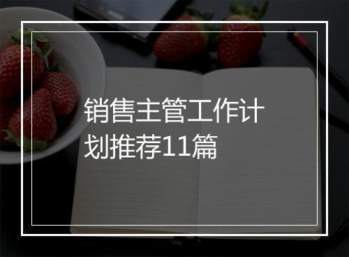 销售主管工作计划推荐11篇