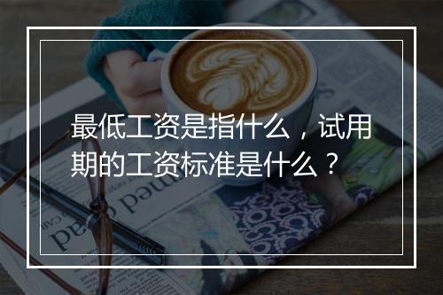 最低工资是指什么，试用期的工资标准是什么？