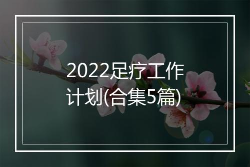 2022足疗工作计划(合集5篇)