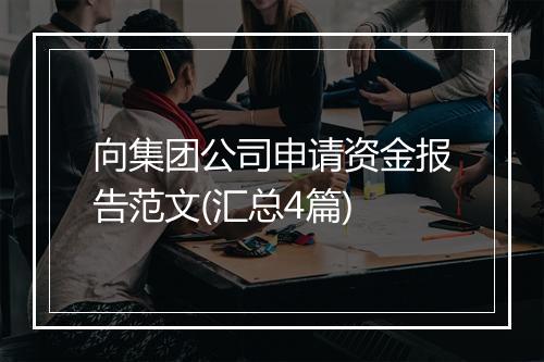 向集团公司申请资金报告范文(汇总4篇)