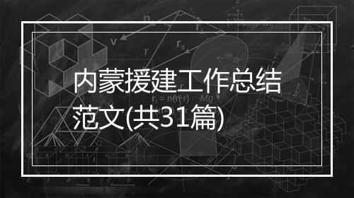内蒙援建工作总结范文(共31篇)