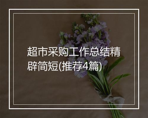 超市采购工作总结精辟简短(推荐4篇)