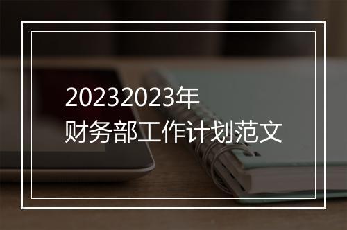 20232023年财务部工作计划范文