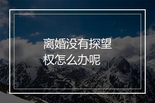 离婚没有探望权怎么办呢