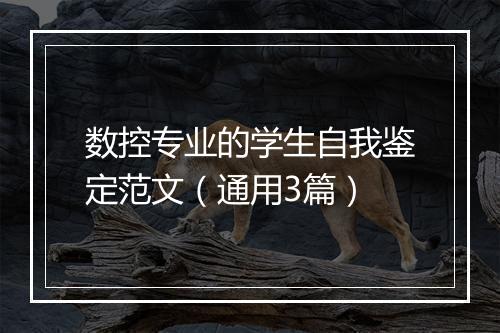 数控专业的学生自我鉴定范文（通用3篇）