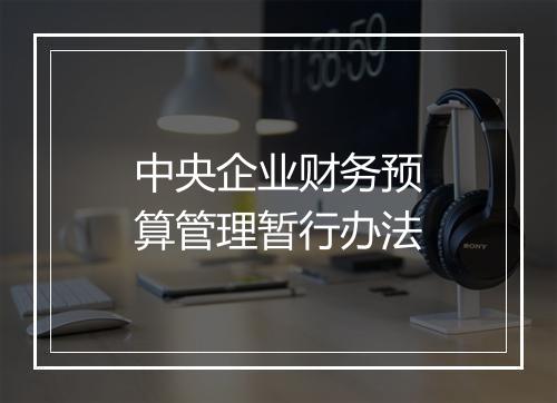 中央企业财务预算管理暂行办法