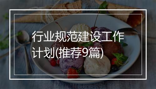 行业规范建设工作计划(推荐9篇)