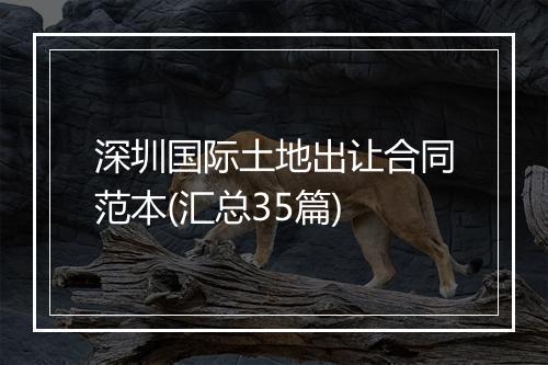 深圳国际土地出让合同范本(汇总35篇)
