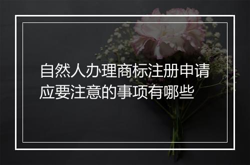 自然人办理商标注册申请应要注意的事项有哪些