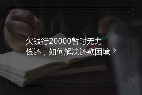 欠银行20000暂时无力偿还，如何解决还款困境？