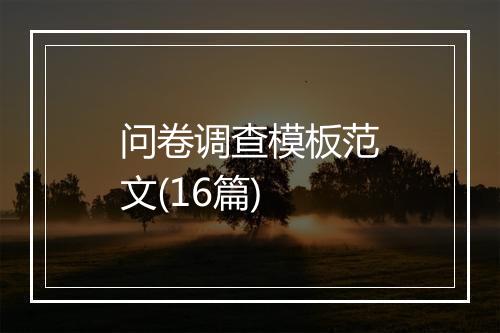 问卷调查模板范文(16篇)
