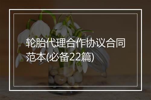 轮胎代理合作协议合同范本(必备22篇)