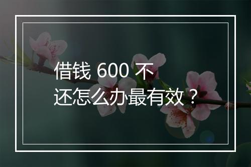 借钱 600 不还怎么办最有效？
