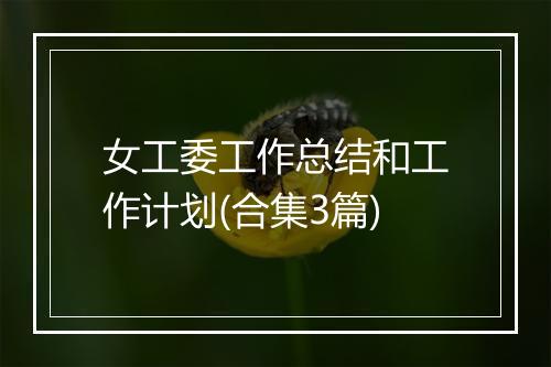 女工委工作总结和工作计划(合集3篇)