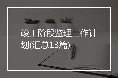 竣工阶段监理工作计划(汇总13篇)