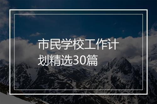 市民学校工作计划精选30篇