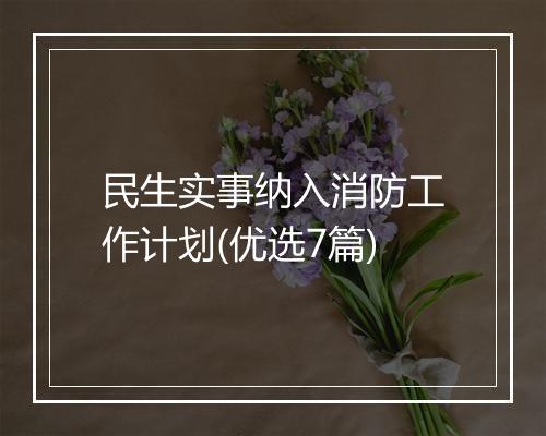 民生实事纳入消防工作计划(优选7篇)