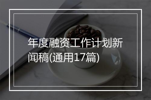 年度融资工作计划新闻稿(通用17篇)