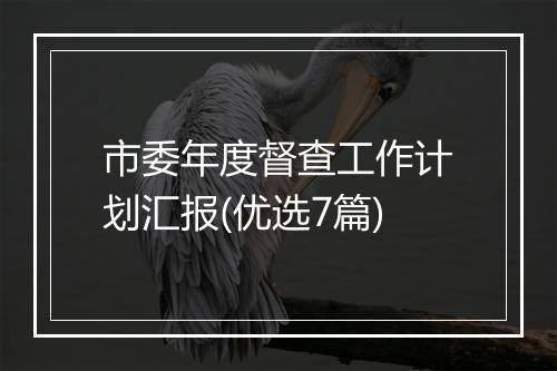市委年度督查工作计划汇报(优选7篇)