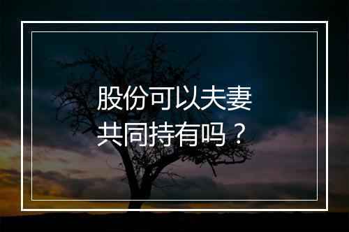 股份可以夫妻共同持有吗？
